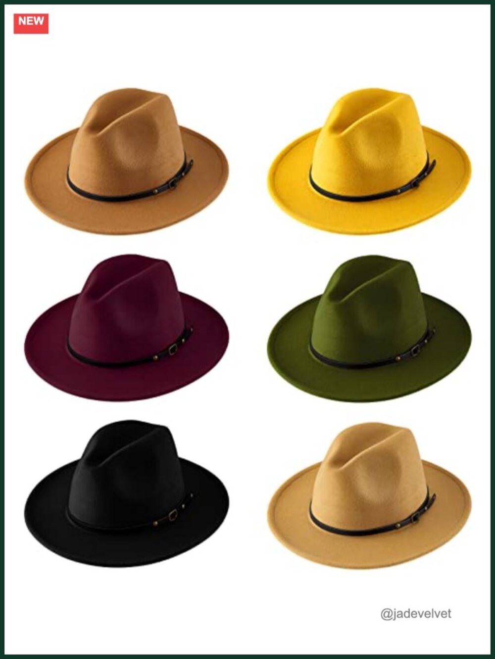 Wide Brim Fedora Hats 6 Pack Cotton Polyester Felt Retro Unisex